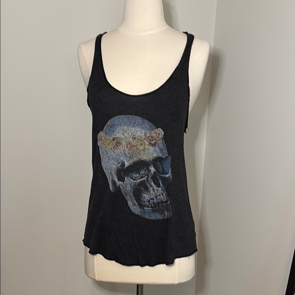 Black Graphic Sleeveless Relaxed Tank Top